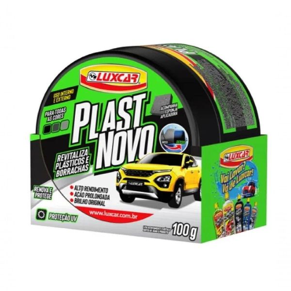 Renovador de Plásticos e Borrachas para Interior e Exterior Automotivo 100g Proteção Contra Raios UV Luxcar Renovador de Plásticos e Borrachas Automotivo 100g Brilho Seco e Ação Prolongada Luxcar