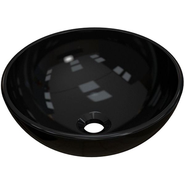 Cuba de Apoio Redonda C01 Para Banheiro R30W Preto Brilho - Lyam Decor