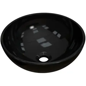 Cuba de Apoio Redonda C01 Para Banheiro R30W Preto Brilho - Lyam Decor
