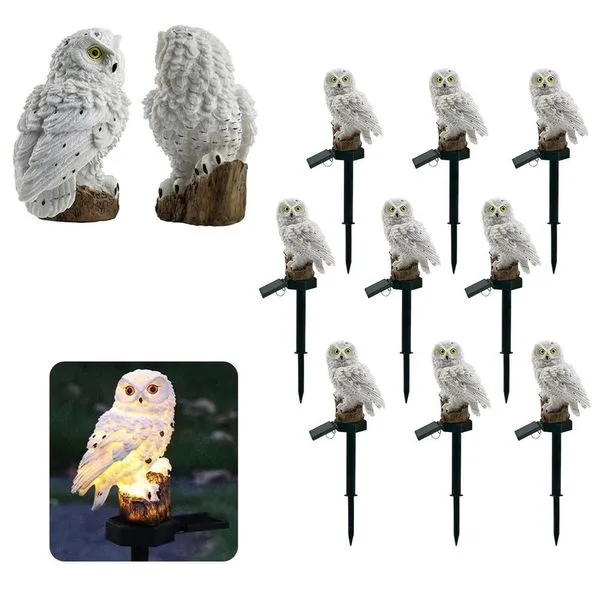Kit 9 Corujas Luminárias Solares LED SU-CORU Decoração Jardim IP65 Branco Leva Pro Pet Kit 9 Corujas Luminárias Solares LED SU-CORU IP65 Branco Leva Pro Pet