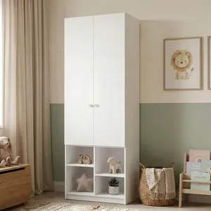 Guarda Roupa Curió 2 Portas com Nichos e 1 Gaveta Casatema Branco/Branco