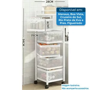 Carrinho Organizador Tao 5 Cestos Branco T-BI