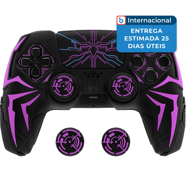 Capa para Controle PS5 Aranha Cibernética PlayVital Preto/Roxo A-MBI