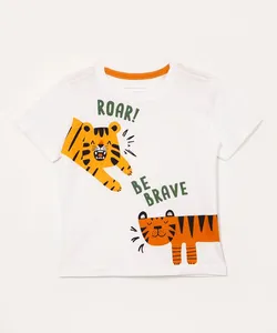 camiseta de algodão infantil roar be brave manga curta off white 1