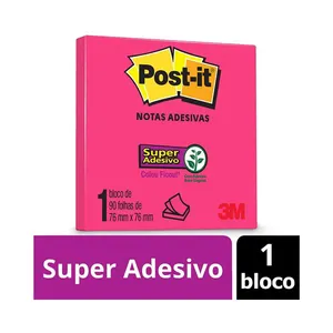 Bloco Adesivo Post It 3M Rosa 76x76mm 90 Folhas