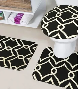 Jogo De Banheiro Estampado Tapetes Junior Preto UN / Preto