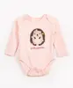body infantil de algodão manga longa porco espinho rosa 6-9