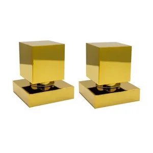 Kit 2 Acabamentos Registro Quadrado Dourado Brilhante Padrão Deca Metal Luxo