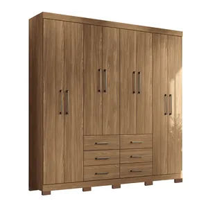 Guarda-Roupa Casal MDP 8 Portas 6 Gavetas Puxadores ABS com Pés Liverpool Jatobá