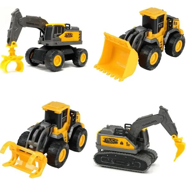 Caminhões e Tratores Veículos de Construção - Modelos Sortidos com Fricção e Articulações para Brincadeiras Realistas Caminhões e Tratores Veículos de Construção - Modelos Sortidos com Fricção e Articulações Amarelo