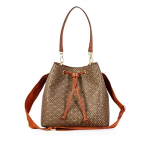 Bolsa Monograma Alça Gorgurão Bucket Caramelo