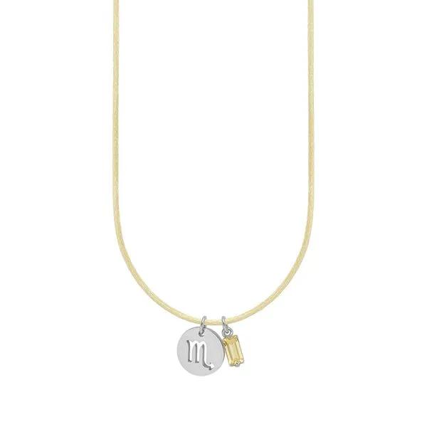 Colar de Signo Escorpião Amarelo com Zircônia e Aço Amarelo Ajustável