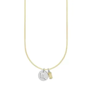 Colar de Signo Escorpião Amarelo com Zircônia e Aço Amarelo Ajustável