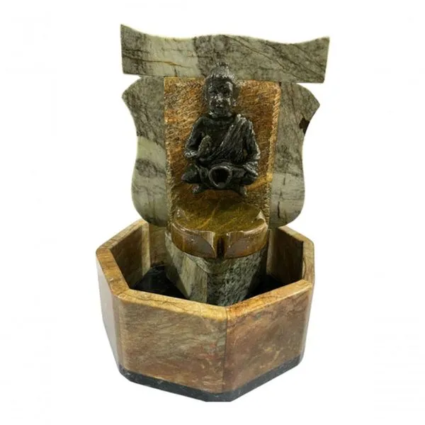 Fonte De água Cascata Pedra Sabão Buda Chafariz Decoração