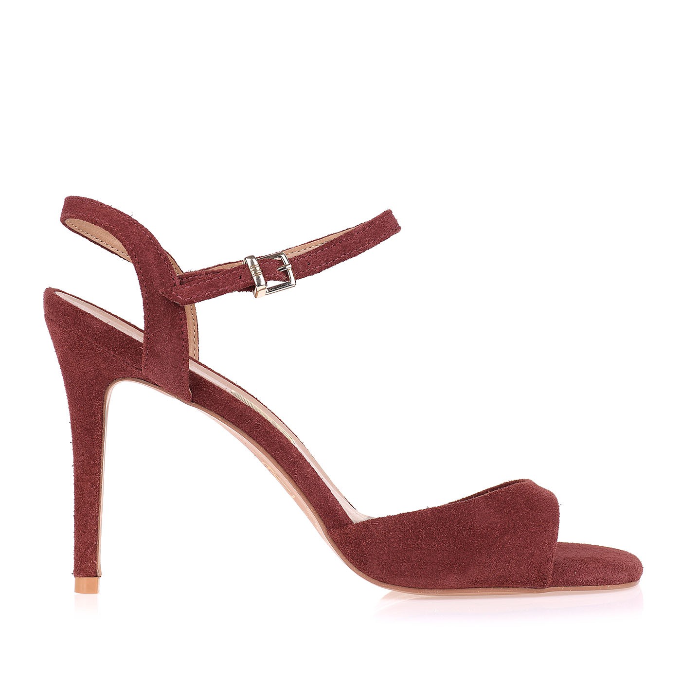 Sandália Salto Alto New Suede Wine