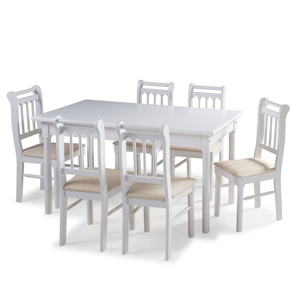 Mesa de Jantar Kingston com 6 Cadeiras 150 cm Branco - Casatema