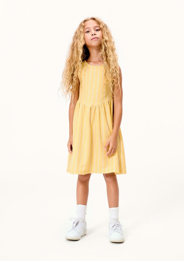 Vestido Infantil Fio Tinto Evasê - Amarelo 008