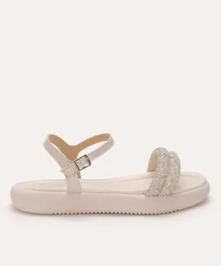 sandália infantil com brilhos molekinha off white 33