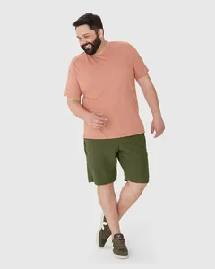 Bermuda Masculina Plus Size Cós Elástico Em Moletom Texturizado Verde - G5