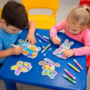 Kit para Colorir Coelhinho de Páscoa 24pçs com Canetinhas Criatividade Infantil Branco Kit para Colorir Coelhinho de Páscoa 24pçs com Canetinhas Branco