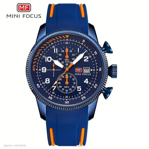 Relógio de Pulso Masculino de Quartzo à Prova D'água 3atm Cronógrafo Luminoso Data Automática Azul Mini Focus Relógio de Pulso Masculino de Quartzo Cronógrafo à Prova D'água 3atm Azul Mini Focus