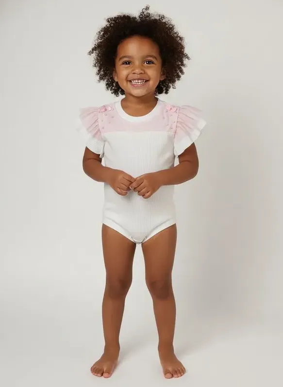 Body Canelado Infantil Para Menina - OFF WHITE 6