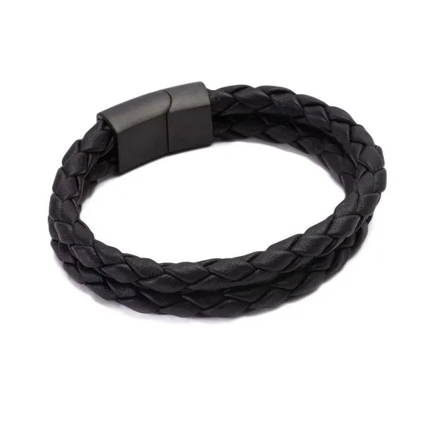 Pulseira Veyron de Couro Preto Preta P