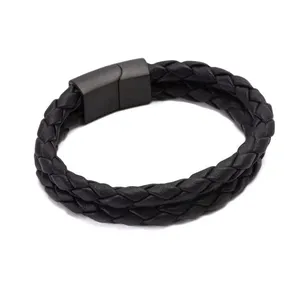 Pulseira Veyron de Couro Preto Preta P