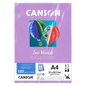 Papel para Desenho e Manualidades Canson Iris Vivaldi 185G-M2 Formato A4 Pacote com 25 Folhas Lilás Papel para Desenho e Manualidades Canson Iris Vivaldi 185G-M² A4 com 25 Folhas Lilás