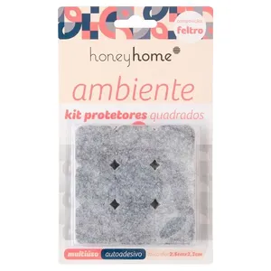 Kit Protetor Adesivo Quadrado Cantos Arredondados Feltro 18 Peças 2,5cm LM2095 - honeyhome
