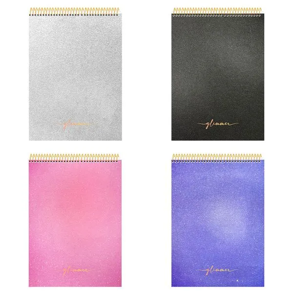 Caderno 1/4 Espiral Superior Capa Dura Glimmer Sortido 80 Folhas 10338 - Animativa