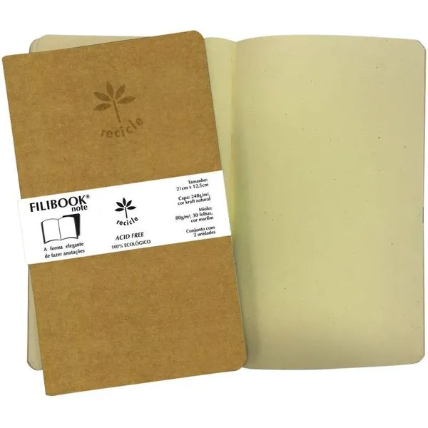 CADERNETA FILIBOOK KRAFT 30FL 21X12,5 MF