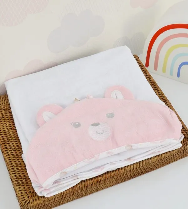 Toalha com Capuz Kids 1,08cm x 0,77cm - 24712F Pink Bear