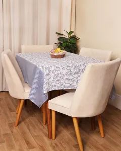 Toalha De Mesa Retangular 140cm x 210cm Teka Estampada Azul UN
