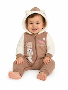 Macacão Moletom Fleece Infantil Para Bebê- MARROM G