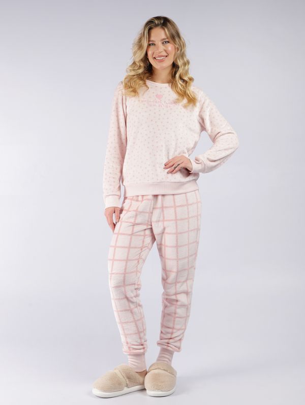 Pijama Longo Fleece Feminino ROSA CLARO M