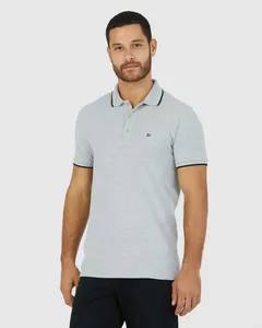 Camisa Polo Básica Masculina Em Piquet Premium Cinza Claro - G