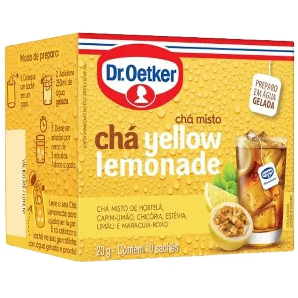 Chá Dr Oetker Yellow Lemonade Limão & Hortelã 20g 10 unidades