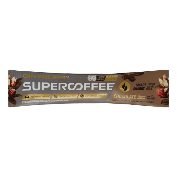 Suplemento Alimentar Supercoffee Caffeine Army Kopenhagen Sabor Chocolate Língua de Gato 10g