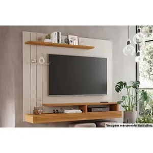 Painel Home p/ TV até 50 Pol Valência Plus 160cm Off White/Nature Permóbili