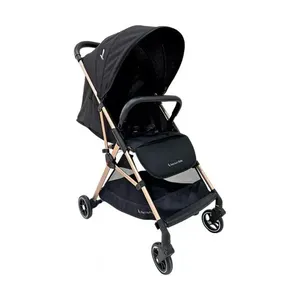 Carrinho de Bebê Premium Baby Zurich Preto Gold Couro Até 15kg (MP)