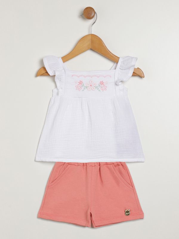 Conjunto Curto Infantil Para Bebê - BRANCO M