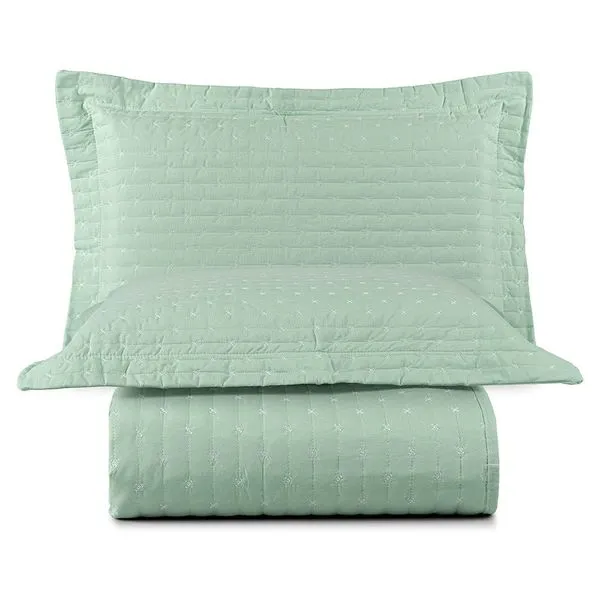 Cobre Leito King Felicity 3 Peças Percal 80% Algodão 20% Poliéster Matelado Bordado Verde Lilly Home Enxovais Cobre Leito King Felicity 3 Peças Percal 80% Algodão 20% Poliéster Verde Lilly Home Enxovais