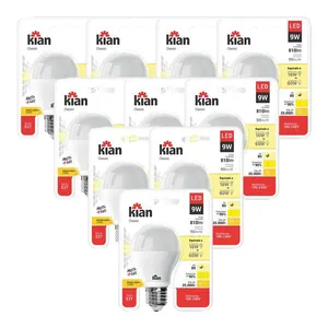 Kit 10 Lâmpadas Led 9W Kian Amarela Bivolt Bivolt