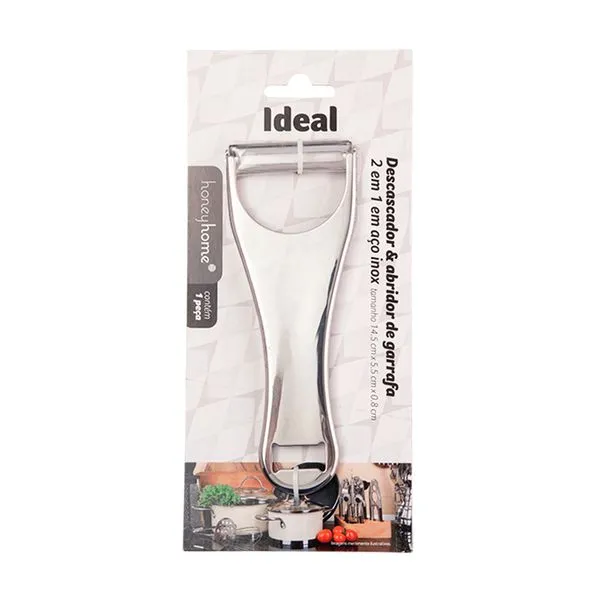 Descascador 2 Em 1 Com Abridor de Garrafa Inox 420 14,5x5,5x0,8cm Ref.LM4103IDE honeyhome