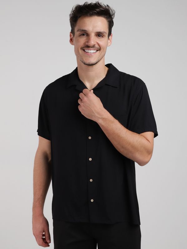 Camisa Gola Cubana Masculina PRETO G
