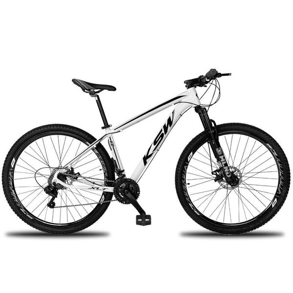 Bicicleta Aro 29 Ksw Xlt 21 Marchas Shimano E Freios A Disco Quadro 19 Branco-preto