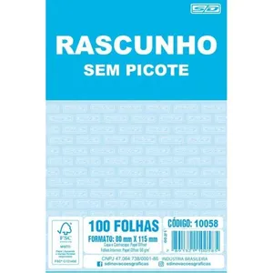 BLOCO PARA RASCUNHO SEM PICOTE 80X115 100FLS.