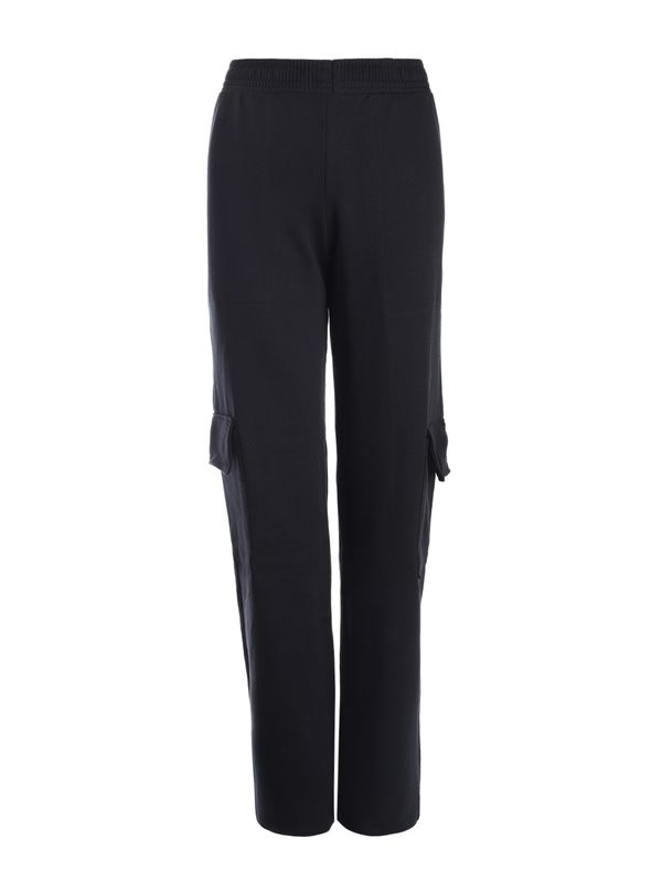 Calça Moletom Cargo Wide Leg Feminina PRETO P
