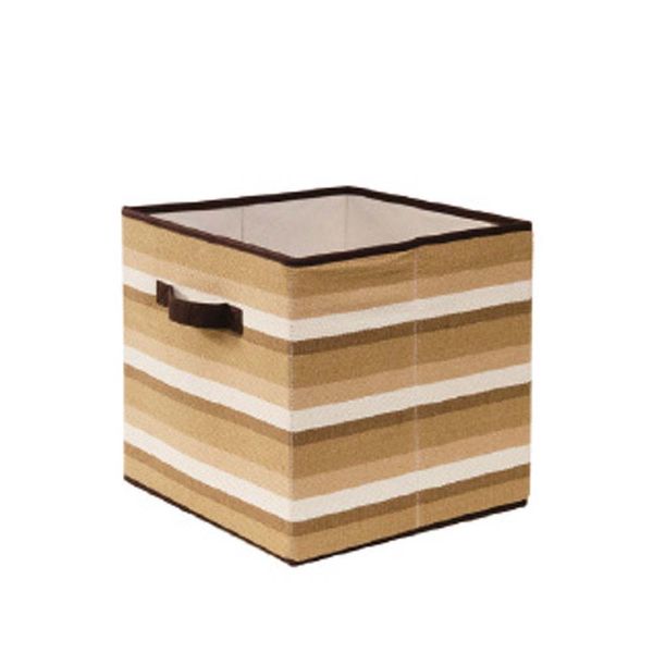 Caixa em tecido com tampa 30x30x30cm bege listrada Prat-k
